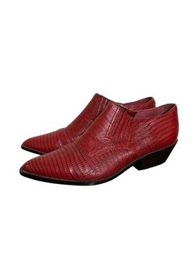 Vintage Tribeca Women’s Red Snakeskin Textured Western Leather Ankle Boots